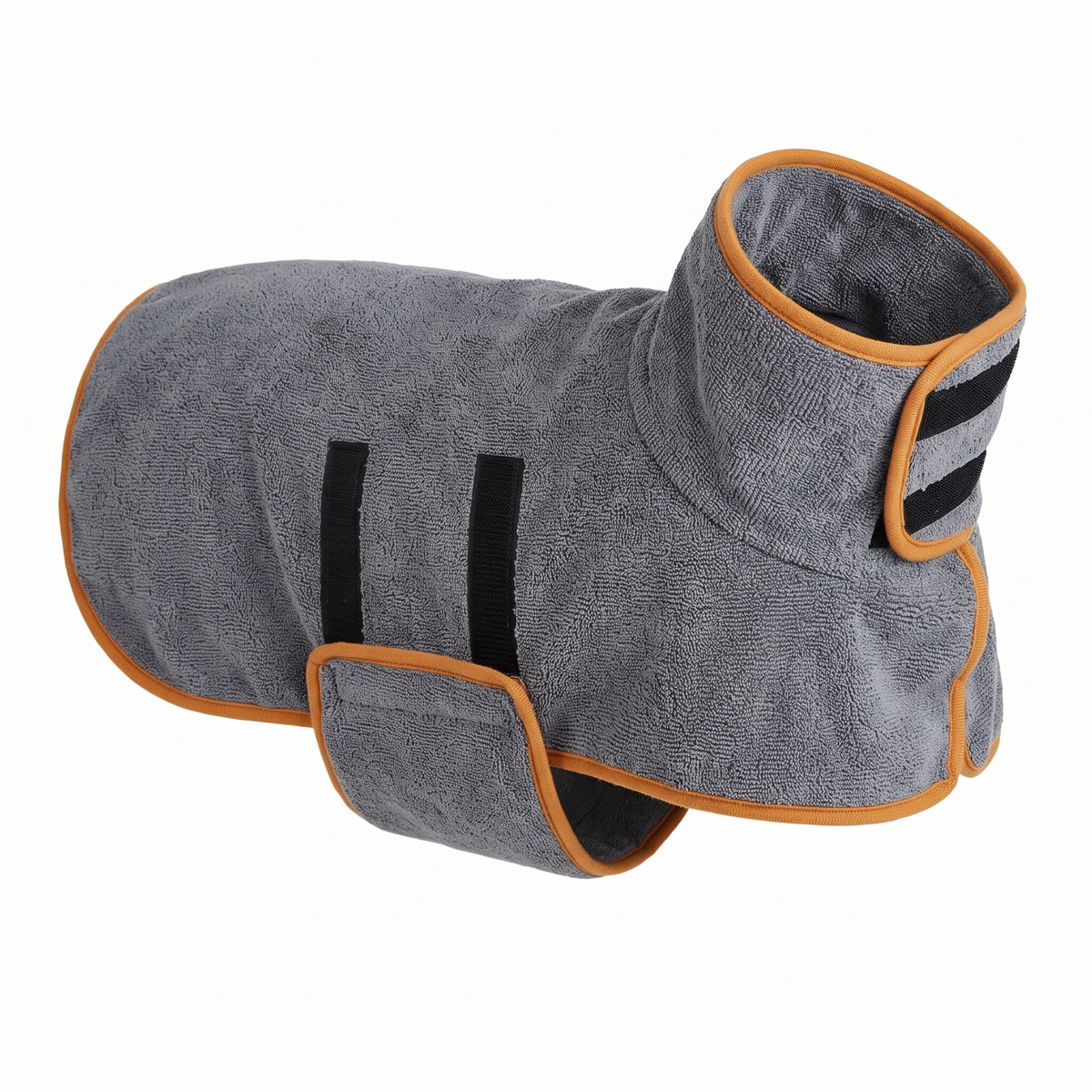 DryKing dog bathrobe made of gray microfiber terry