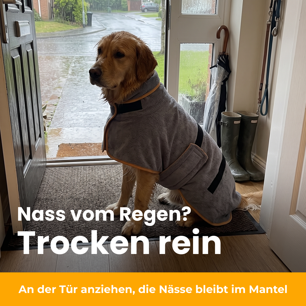 [de] DryKing Hunde-Bademantel – nach dem Regen