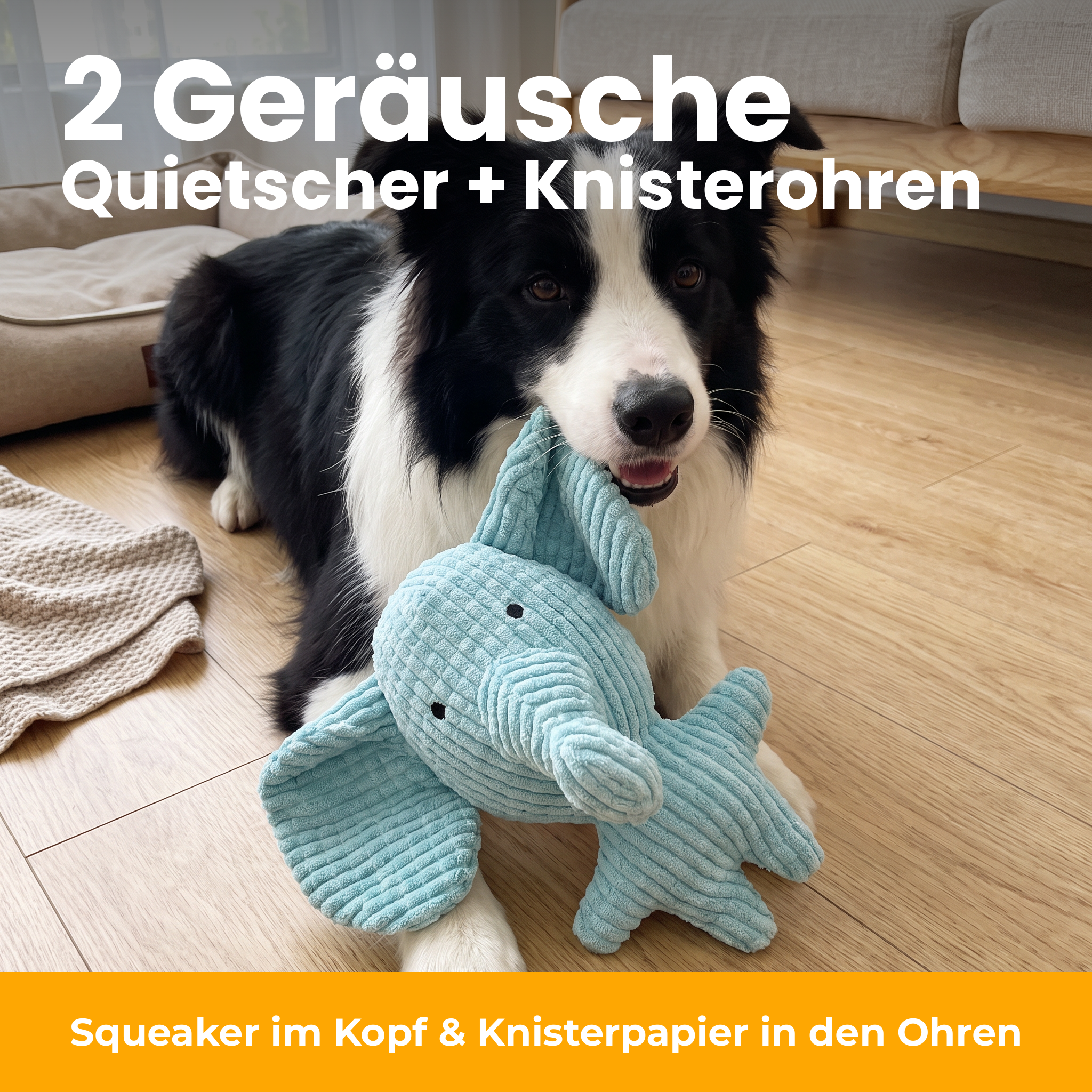 [de] Hund spielt mit dem KauElefant – Quietscher und Knisterohren