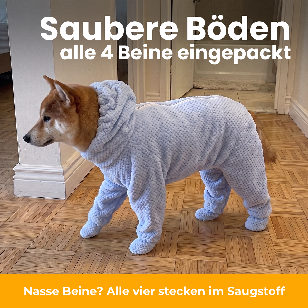 [de] FluffDry Hunde-Bademantel – alle 4 Beine eingepackt