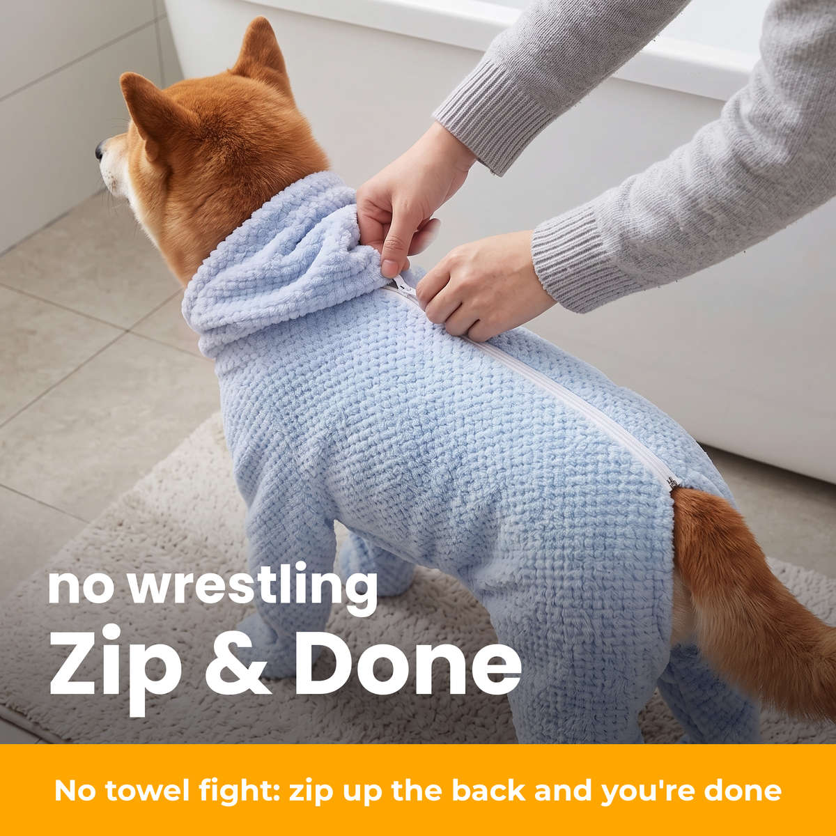 [en] FluffDry dog bathrobe – back zipper