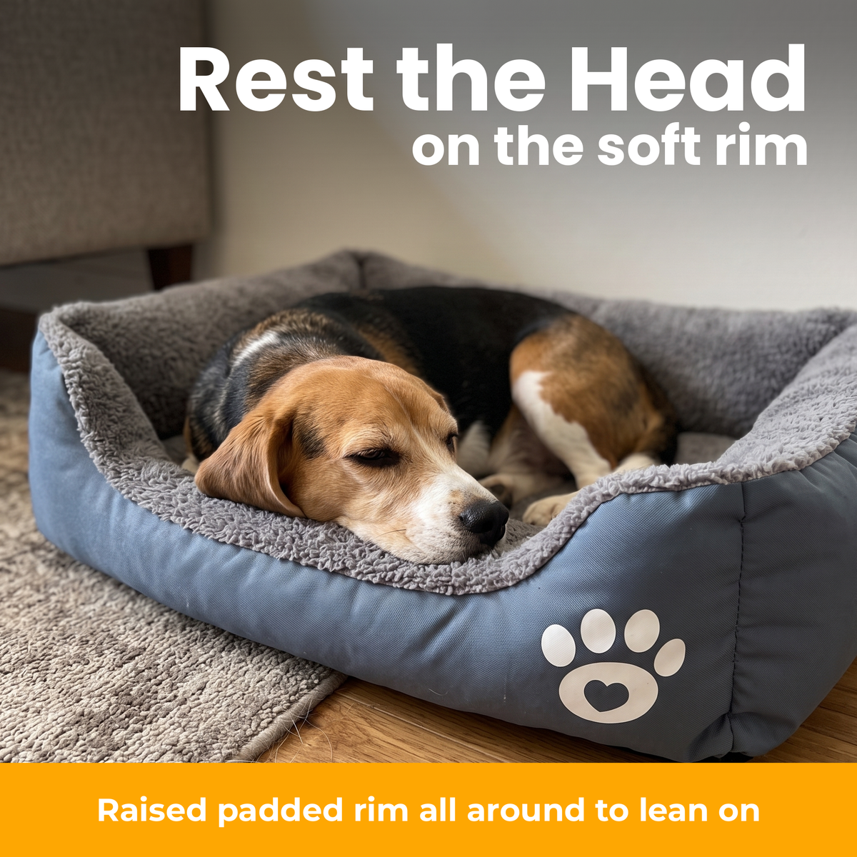 [en] NapBox – Beagle resting its head on the padded rim